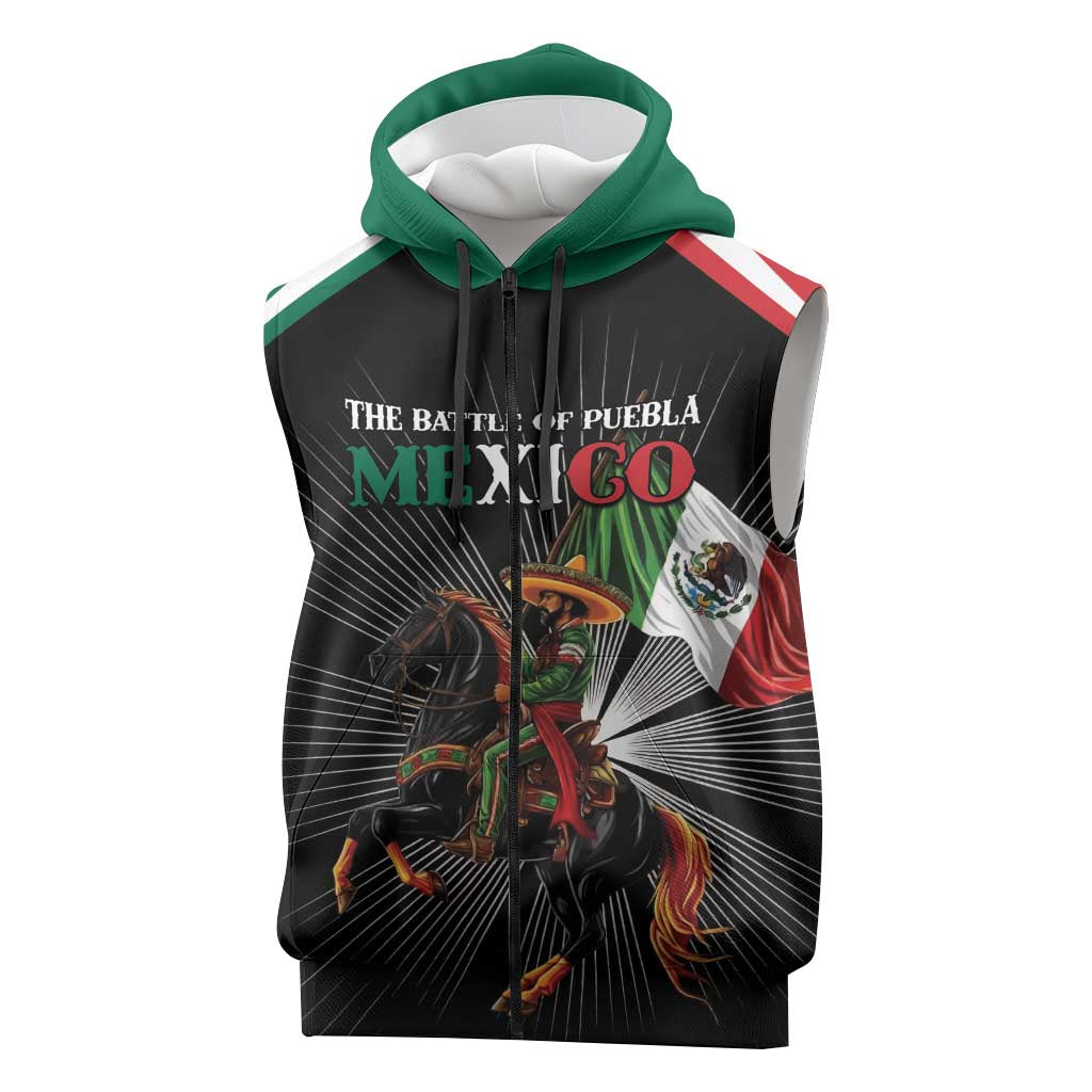 Mexico Battle of Puebla Sleeveless Zip Hoodie Mexican Warrior