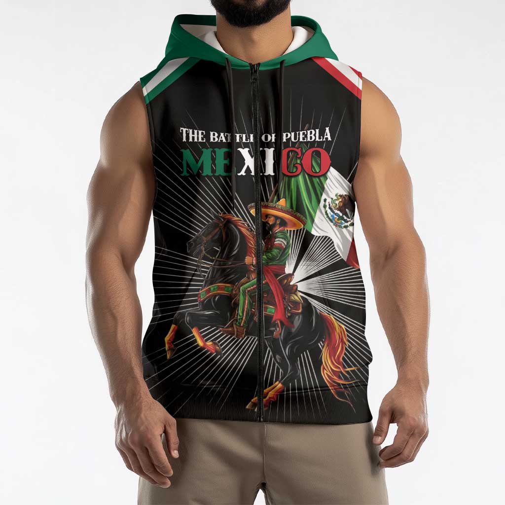 Mexico Battle of Puebla Sleeveless Zip Hoodie Mexican Warrior