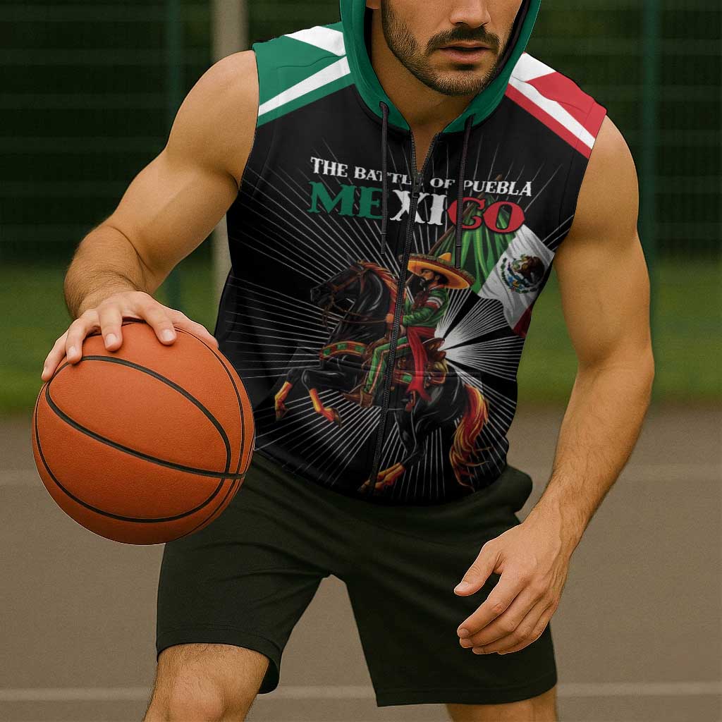 Mexico Battle of Puebla Sleeveless Zip Hoodie Mexican Warrior