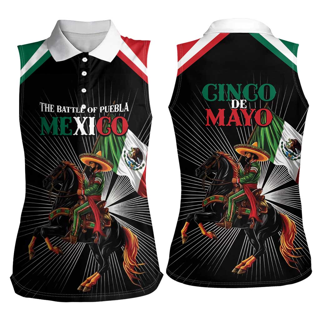Mexico Battle of Puebla Women Sleeveless Polo Shirt Mexican Warrior