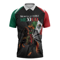 Mexico Battle of Puebla Zipper Polo Shirt Mexican Warrior