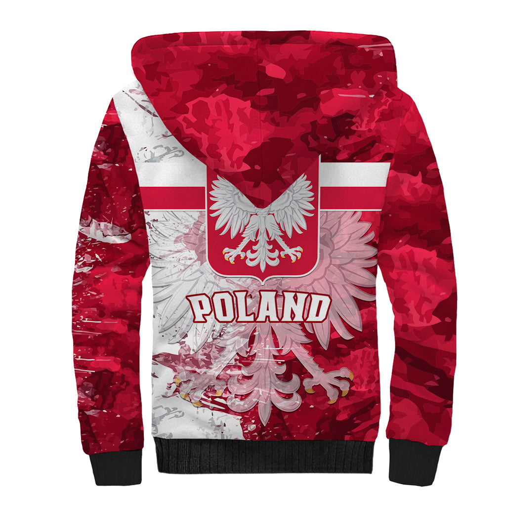 Poland Sherpa Hoodie Polska Coat Of Arms Flag Style - Wonder Print Shop