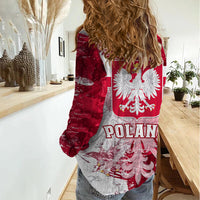 Poland Women Casual Shirt Polska Coat Of Arms Flag Style - Wonder Print Shop