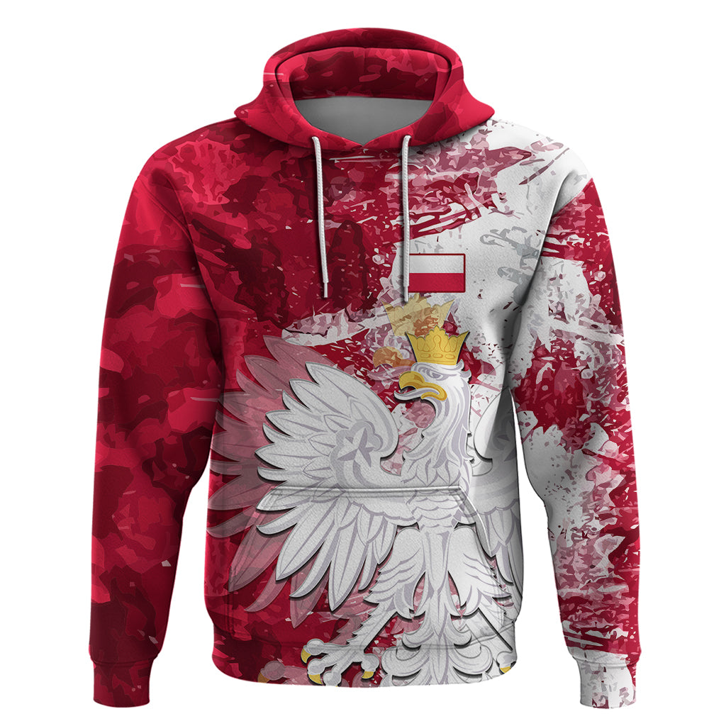 Custom Poland Hoodie Polska Coat Of Arms Flag Style - Wonder Print Shop