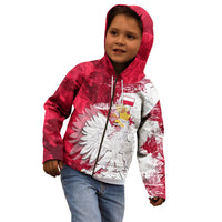 Custom Poland Kid Hoodie Polska Coat Of Arms Flag Style - Wonder Print Shop