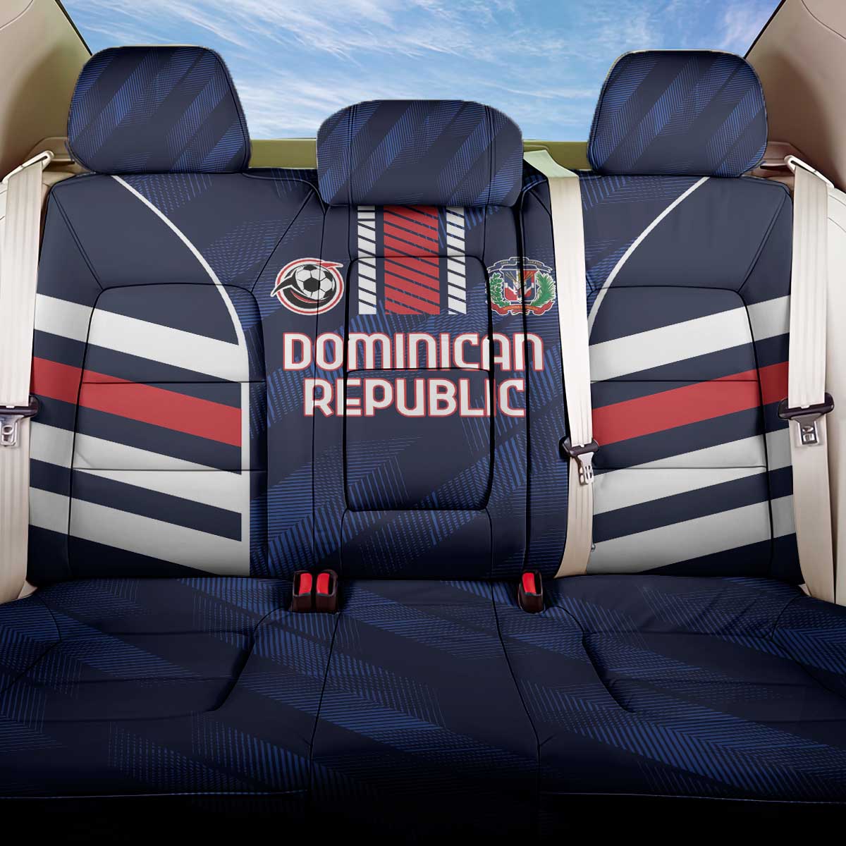 Football Dominican Republic Back Car Seat Cover Go Los Quisqueyanos - Wonder Print Shop