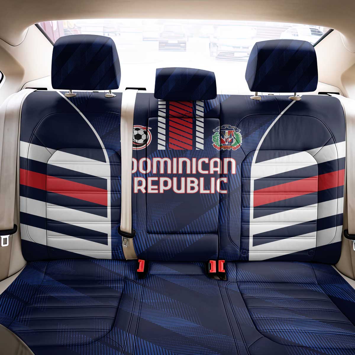 Football Dominican Republic Back Car Seat Cover Go Los Quisqueyanos - Wonder Print Shop