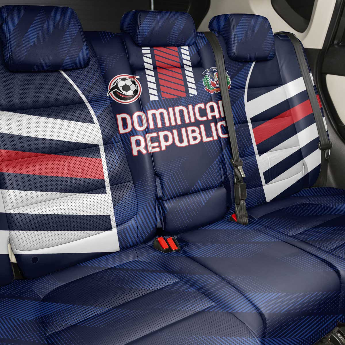 Football Dominican Republic Back Car Seat Cover Go Los Quisqueyanos - Wonder Print Shop