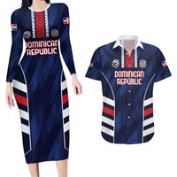 Custom Football Dominican Republic Couples Matching Long Sleeve Bodycon Dress and Hawaiian Shirt Go Los Quisqueyanos - Wonder Print Shop