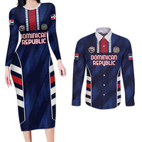 Custom Football Dominican Republic Couples Matching Long Sleeve Bodycon Dress and Long Sleeve Button Shirt Go Los Quisqueyanos - Wonder Print Shop