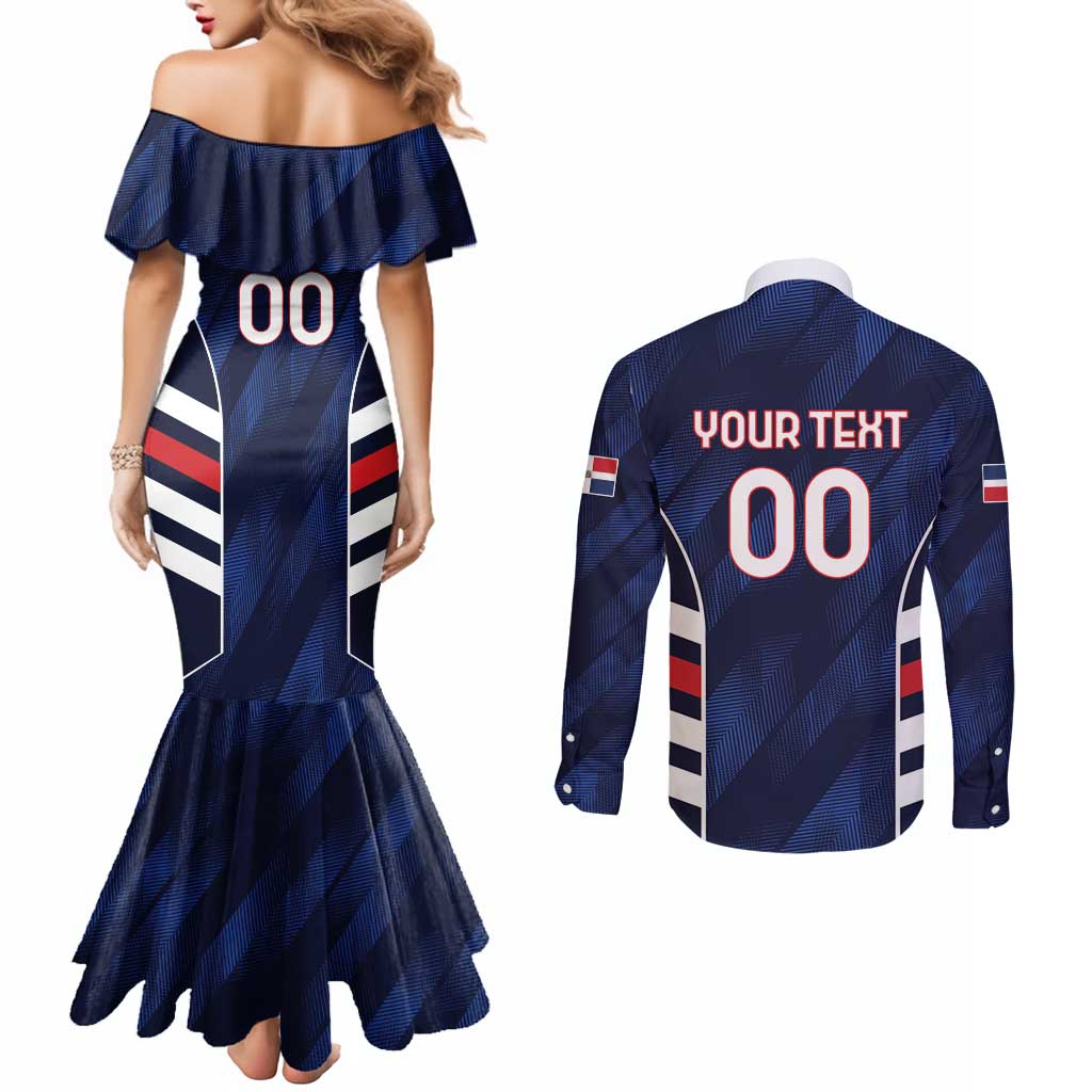 Custom Football Dominican Republic Couples Matching Mermaid Dress and Long Sleeve Button Shirt Go Los Quisqueyanos - Wonder Print Shop
