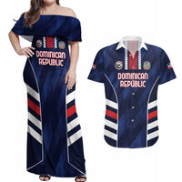 Custom Football Dominican Republic Couples Matching Off Shoulder Maxi Dress and Hawaiian Shirt Go Los Quisqueyanos - Wonder Print Shop