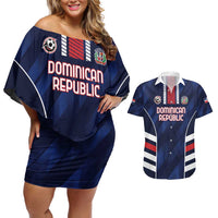 Custom Football Dominican Republic Couples Matching Off Shoulder Short Dress and Hawaiian Shirt Go Los Quisqueyanos - Wonder Print Shop