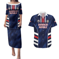 Custom Football Dominican Republic Couples Matching Puletasi and Hawaiian Shirt Go Los Quisqueyanos - Wonder Print Shop