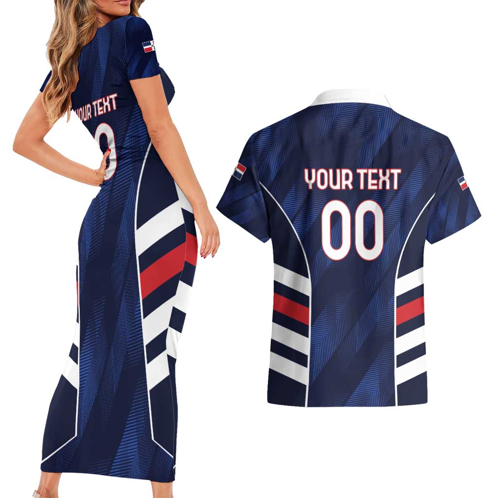 Custom Football Dominican Republic Couples Matching Short Sleeve Bodycon Dress and Hawaiian Shirt Go Los Quisqueyanos - Wonder Print Shop