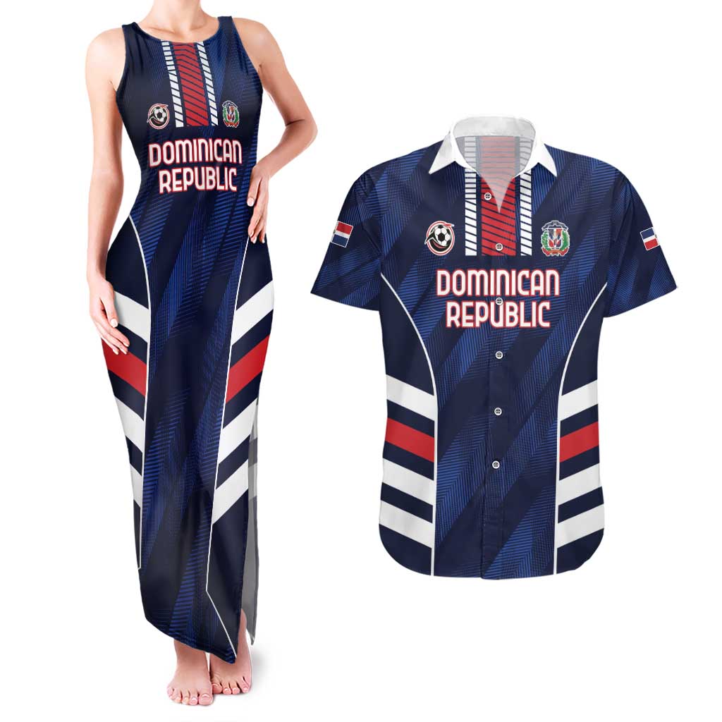 Custom Football Dominican Republic Couples Matching Tank Maxi Dress and Hawaiian Shirt Go Los Quisqueyanos - Wonder Print Shop