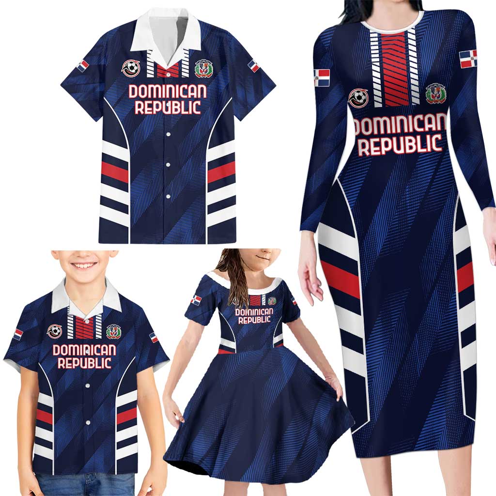 Custom Football Dominican Republic Family Matching Long Sleeve Bodycon Dress and Hawaiian Shirt Go Los Quisqueyanos - Wonder Print Shop