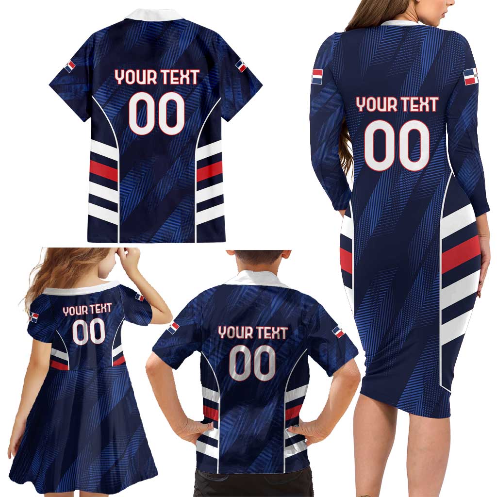 Custom Football Dominican Republic Family Matching Long Sleeve Bodycon Dress and Hawaiian Shirt Go Los Quisqueyanos - Wonder Print Shop