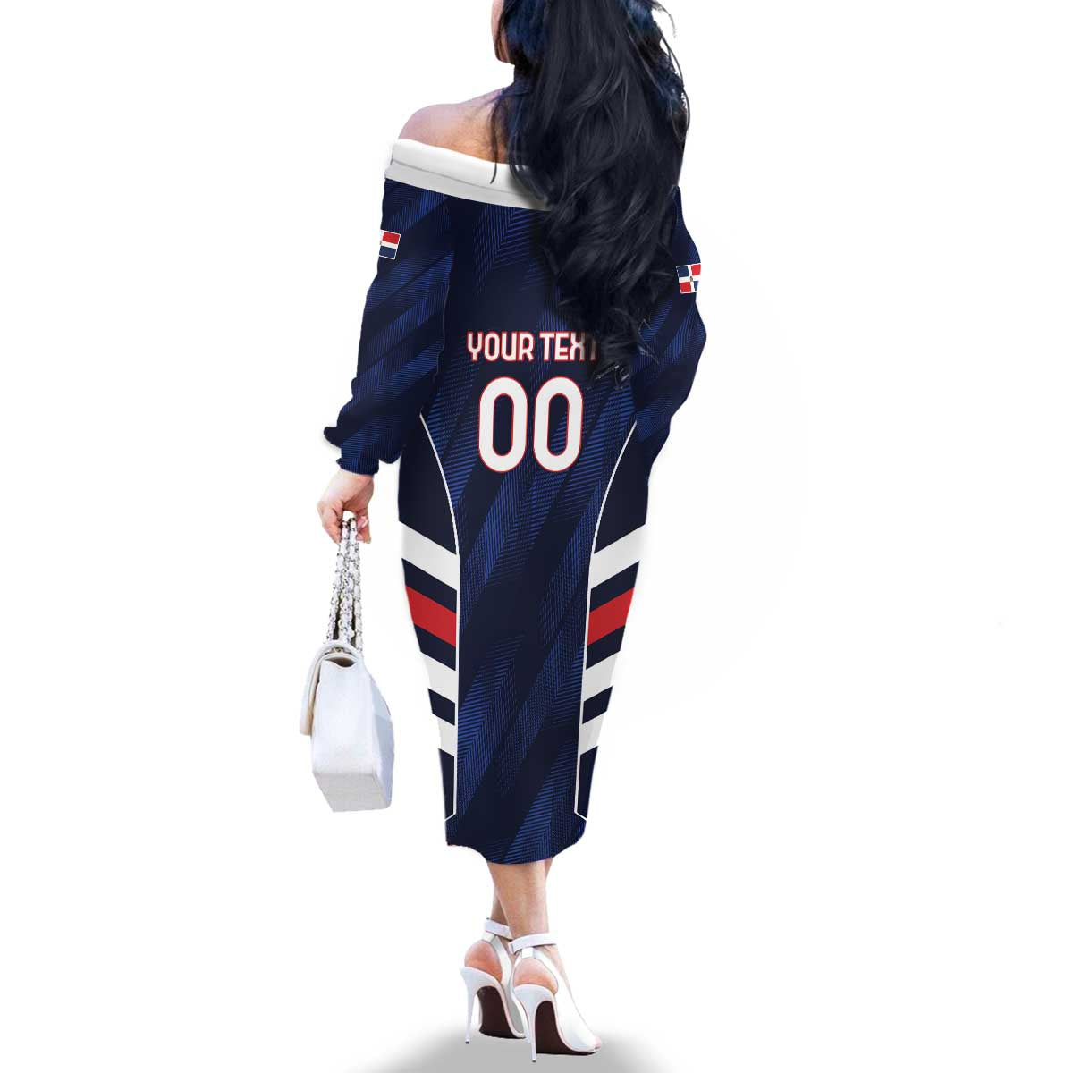 Custom Football Dominican Republic Family Matching Off The Shoulder Long Sleeve Dress and Hawaiian Shirt Go Los Quisqueyanos - Wonder Print Shop