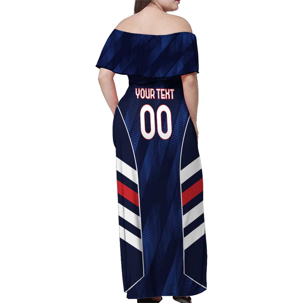 Custom Football Dominican Republic Family Matching Off Shoulder Maxi Dress and Hawaiian Shirt Go Los Quisqueyanos - Wonder Print Shop