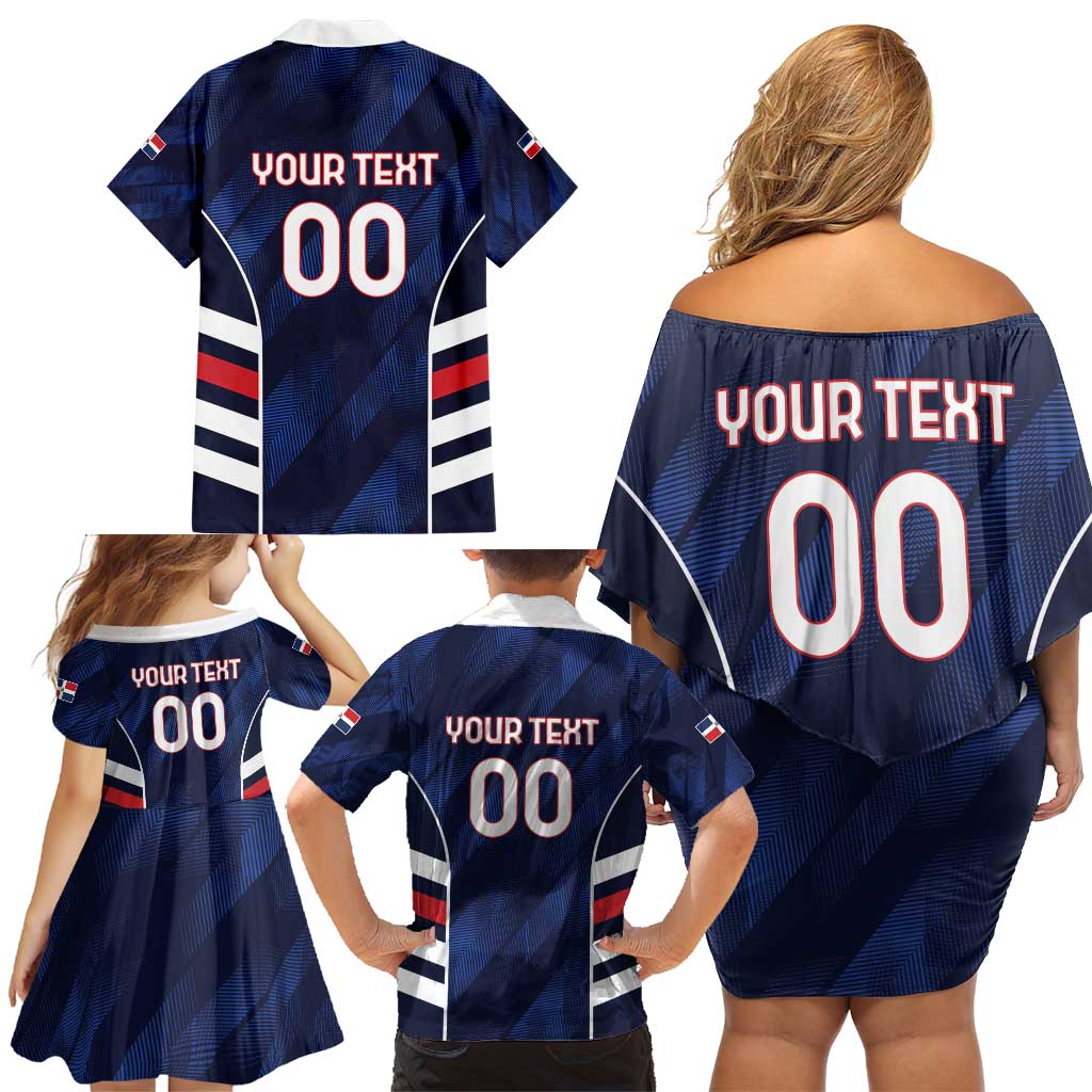 Custom Football Dominican Republic Family Matching Off Shoulder Short Dress and Hawaiian Shirt Go Los Quisqueyanos - Wonder Print Shop