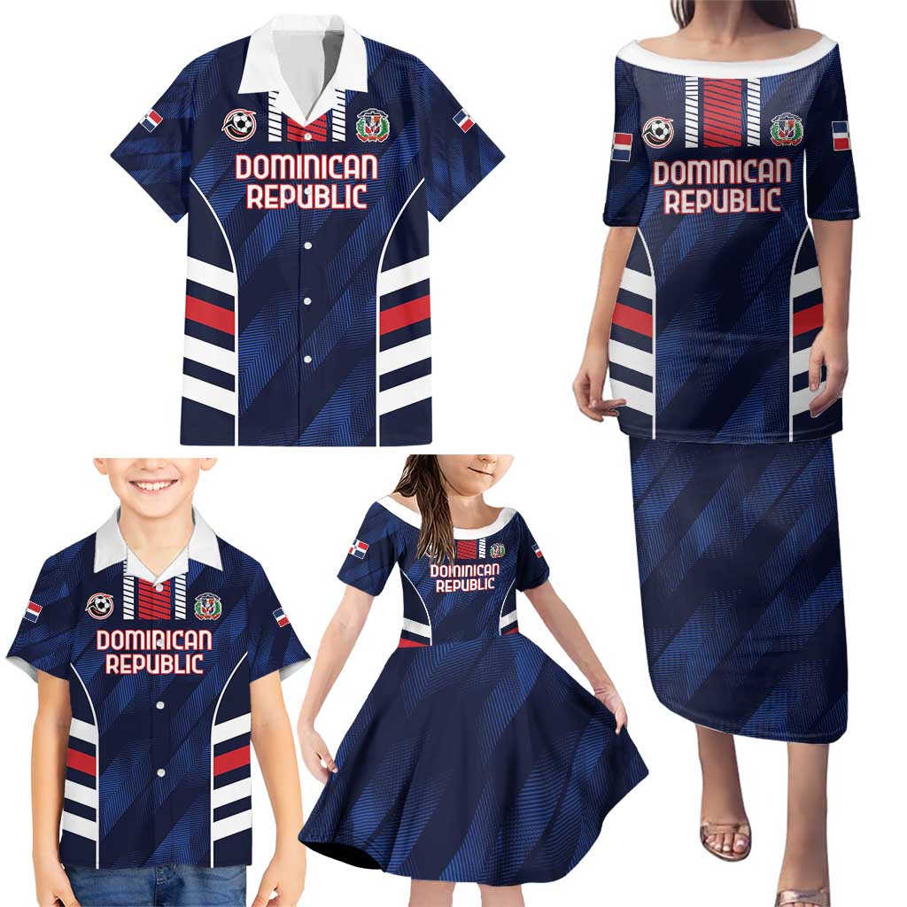 Custom Football Dominican Republic Family Matching Puletasi and Hawaiian Shirt Go Los Quisqueyanos - Wonder Print Shop