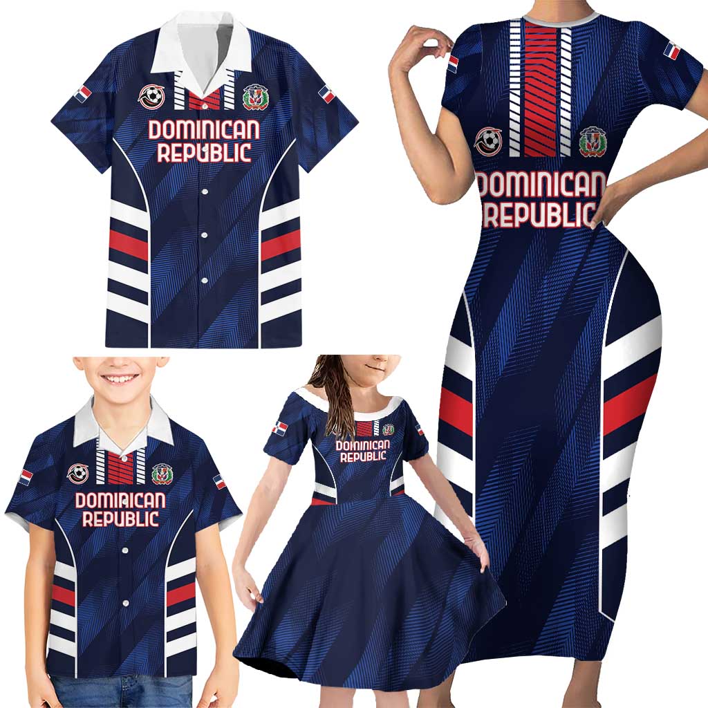 Custom Football Dominican Republic Family Matching Short Sleeve Bodycon Dress and Hawaiian Shirt Go Los Quisqueyanos - Wonder Print Shop