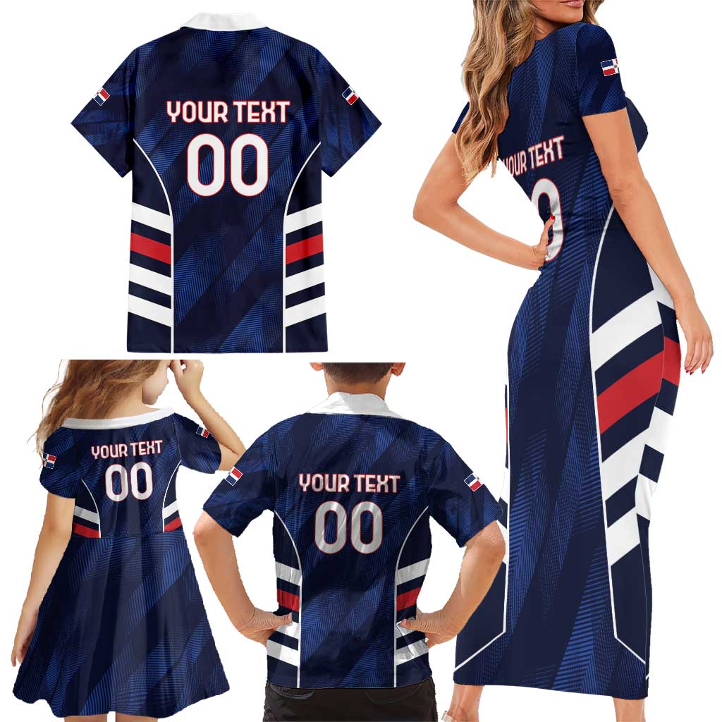 Custom Football Dominican Republic Family Matching Short Sleeve Bodycon Dress and Hawaiian Shirt Go Los Quisqueyanos - Wonder Print Shop