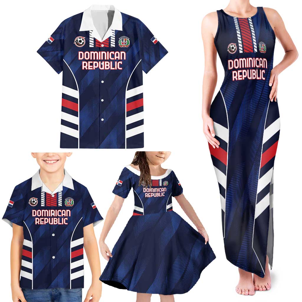 Custom Football Dominican Republic Family Matching Tank Maxi Dress and Hawaiian Shirt Go Los Quisqueyanos - Wonder Print Shop