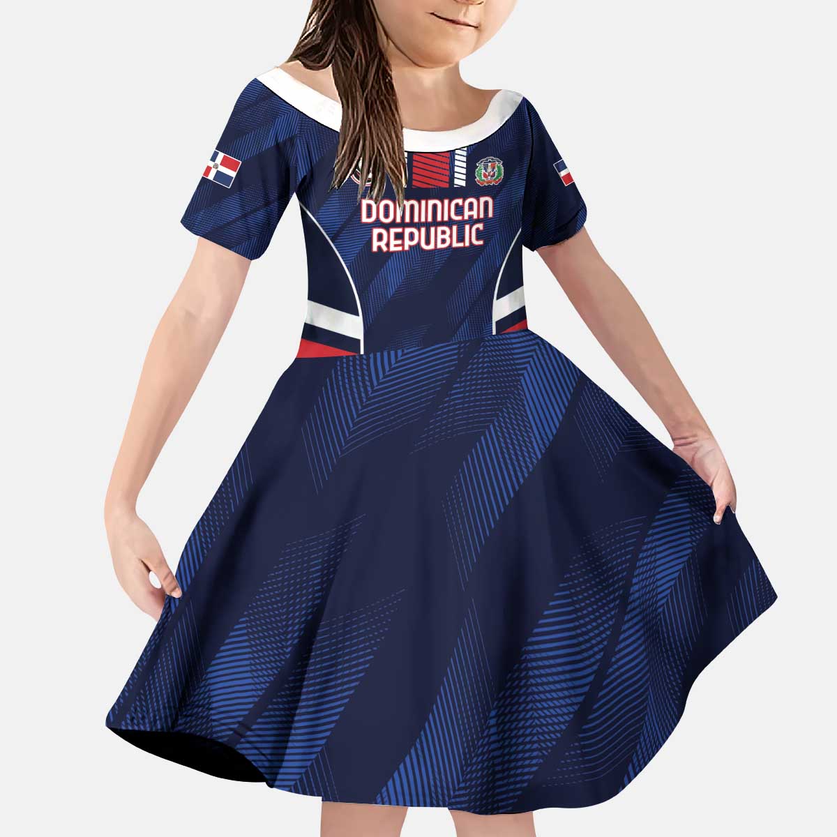 Custom Football Dominican Republic Kid Short Sleeve Dress Go Los Quisqueyanos - Wonder Print Shop