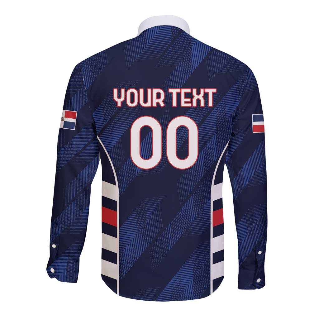 Custom Football Dominican Republic Long Sleeve Button Shirt Go Los Quisqueyanos - Wonder Print Shop