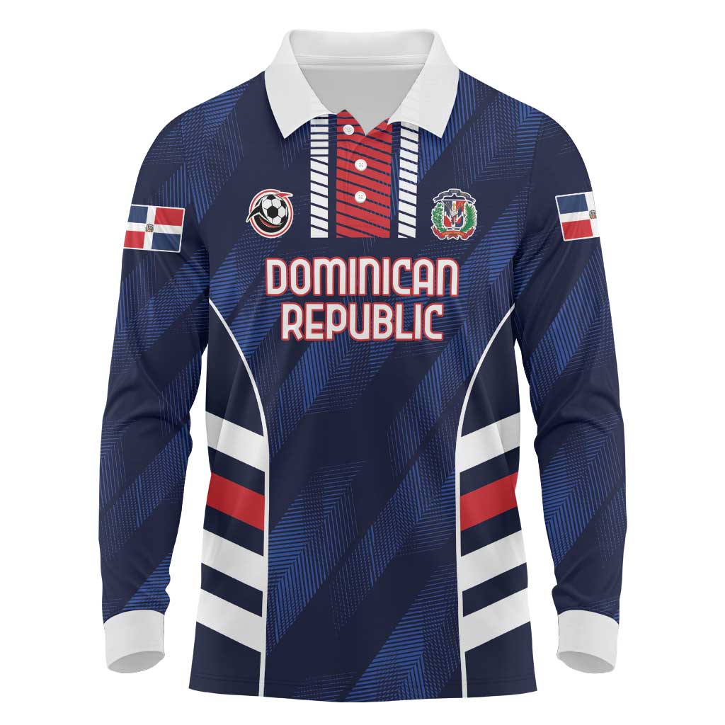 Custom Football Dominican Republic Long Sleeve Polo Shirt Go Los Quisqueyanos - Wonder Print Shop