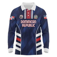 Custom Football Dominican Republic Long Sleeve Polo Shirt Go Los Quisqueyanos - Wonder Print Shop