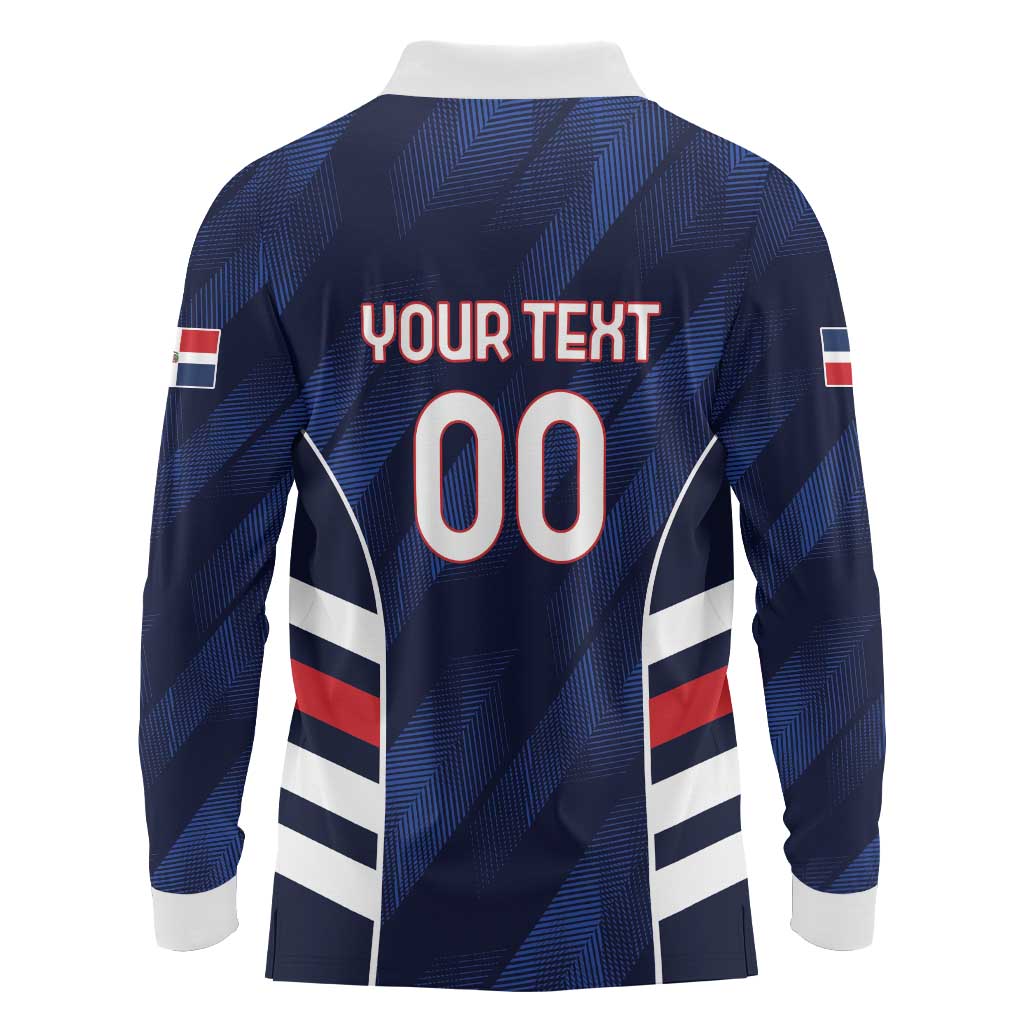 Custom Football Dominican Republic Long Sleeve Polo Shirt Go Los Quisqueyanos - Wonder Print Shop