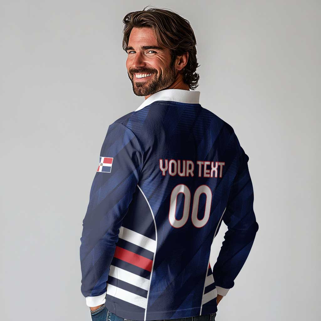 Custom Football Dominican Republic Long Sleeve Polo Shirt Go Los Quisqueyanos - Wonder Print Shop