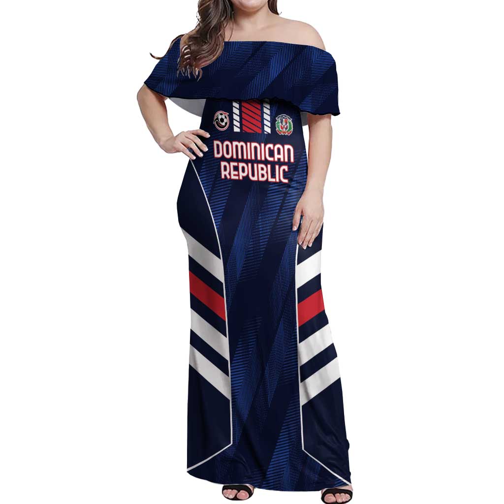 Custom Football Dominican Republic Off Shoulder Maxi Dress Go Los Quisqueyanos - Wonder Print Shop