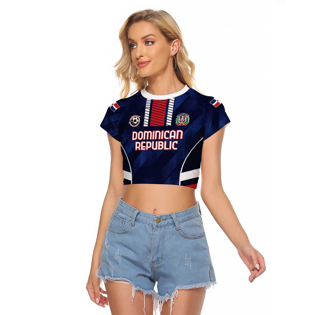 Custom Football Dominican Republic Raglan Cropped T Shirt Go Los Quisqueyanos - Wonder Print Shop