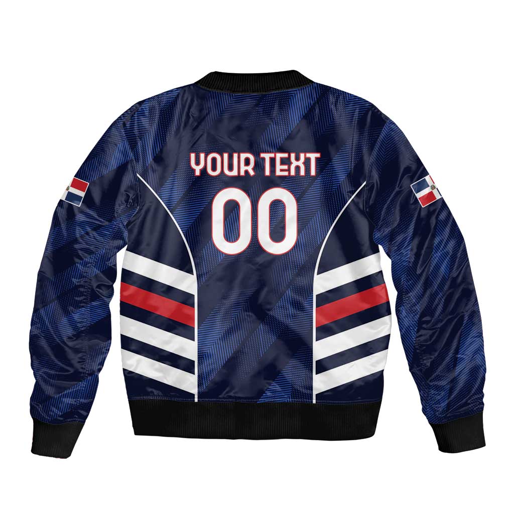 Custom Football Dominican Republic Sleeve Zip Bomber Jacket Go Los Quisqueyanos - Wonder Print Shop