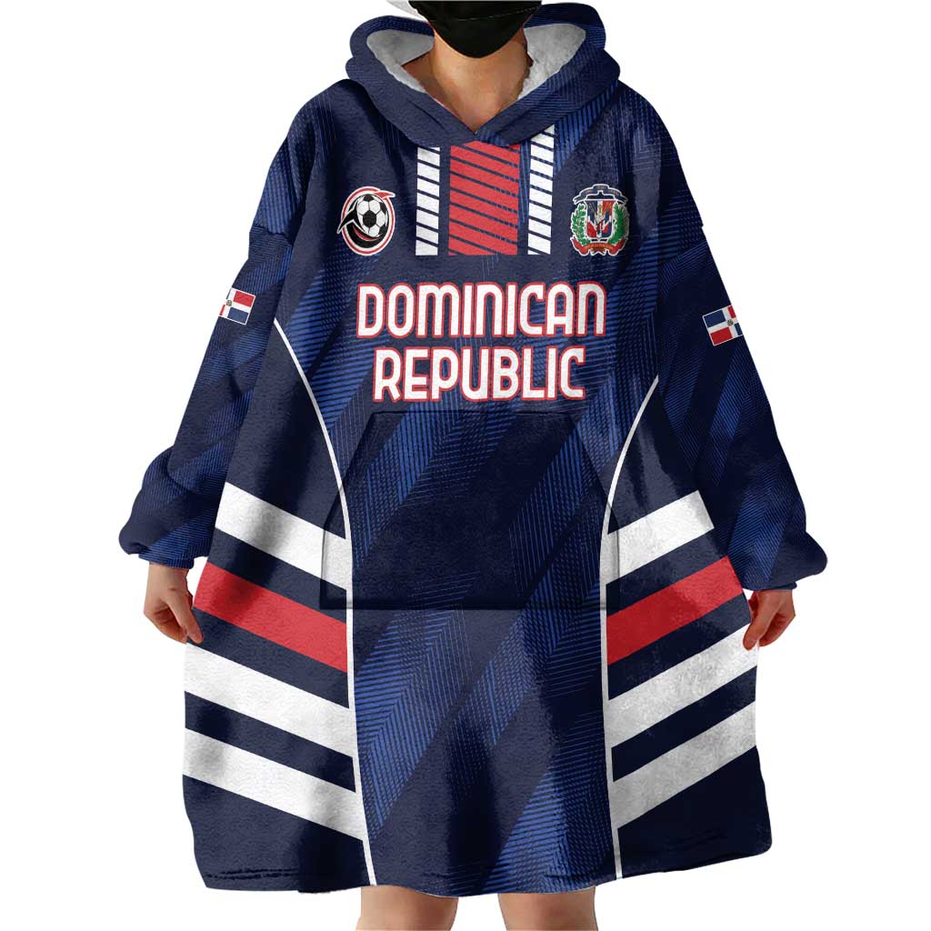 Custom Football Dominican Republic Wearable Blanket Hoodie Go Los Quisqueyanos - Wonder Print Shop