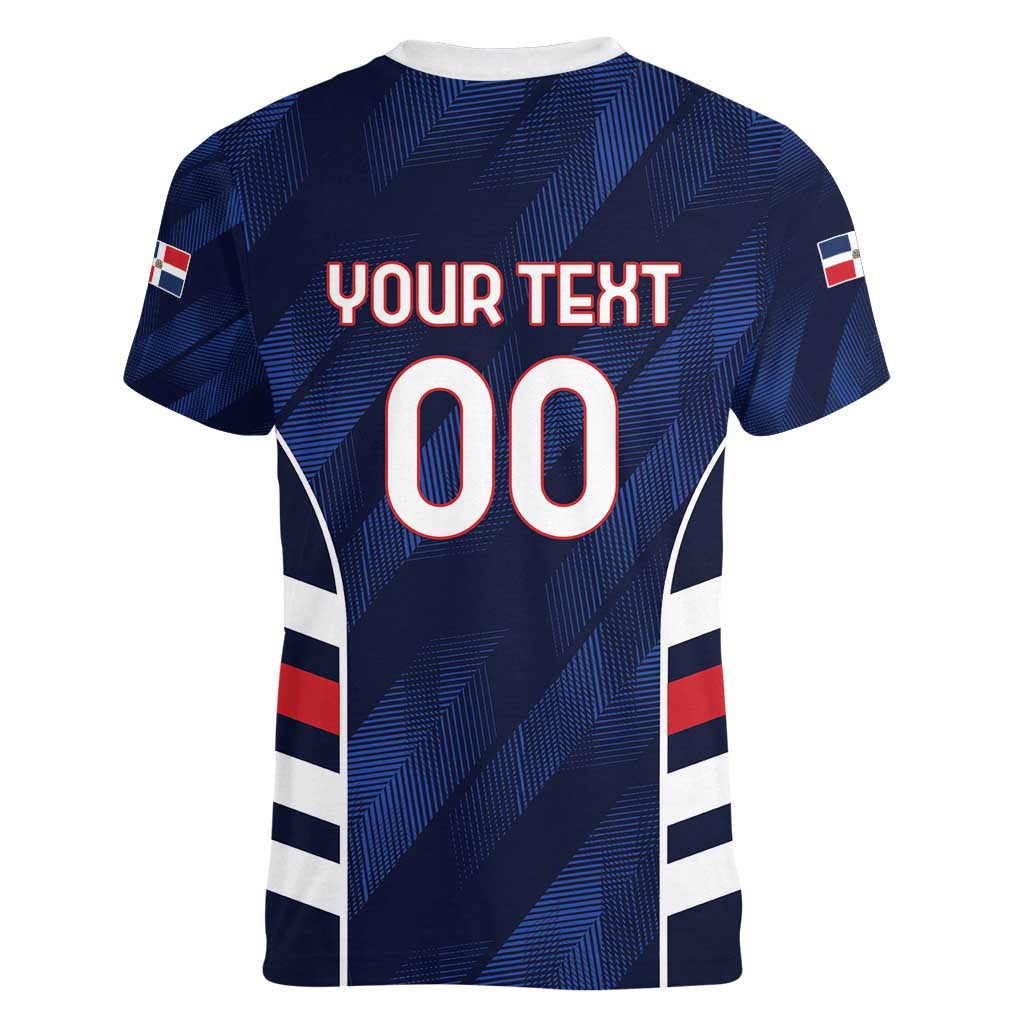 Custom Football Dominican Republic Women V-Neck T-Shirt Go Los Quisqueyanos - Wonder Print Shop