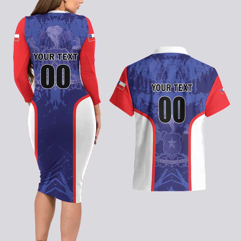 Custom Football Chile Couples Matching Long Sleeve Bodycon Dress and Hawaiian Shirt Vamos La Roja - Wonder Print Shop