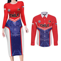 Custom Football Chile Couples Matching Long Sleeve Bodycon Dress and Long Sleeve Button Shirt Vamos La Roja - Wonder Print Shop