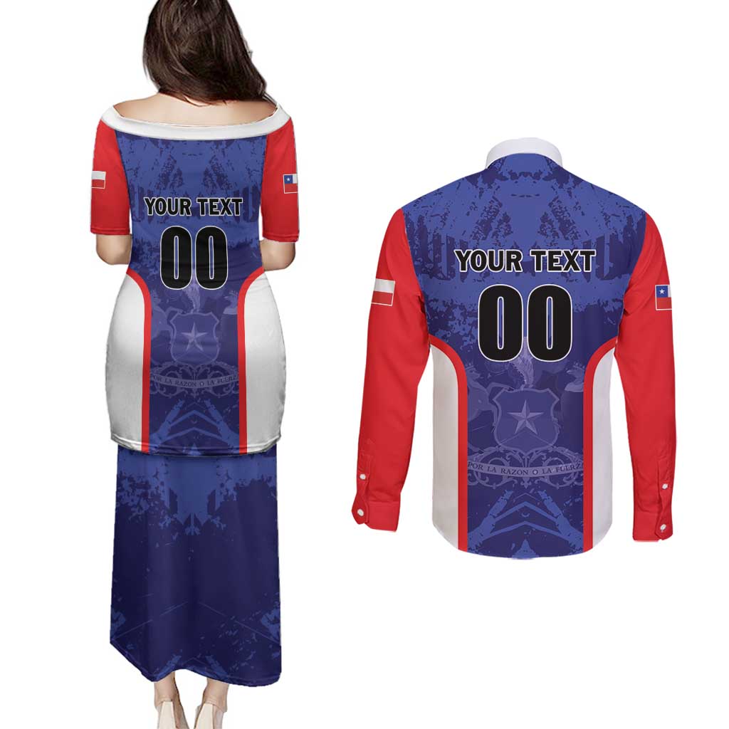 Custom Football Chile Couples Matching Puletasi and Long Sleeve Button Shirt Vamos La Roja - Wonder Print Shop