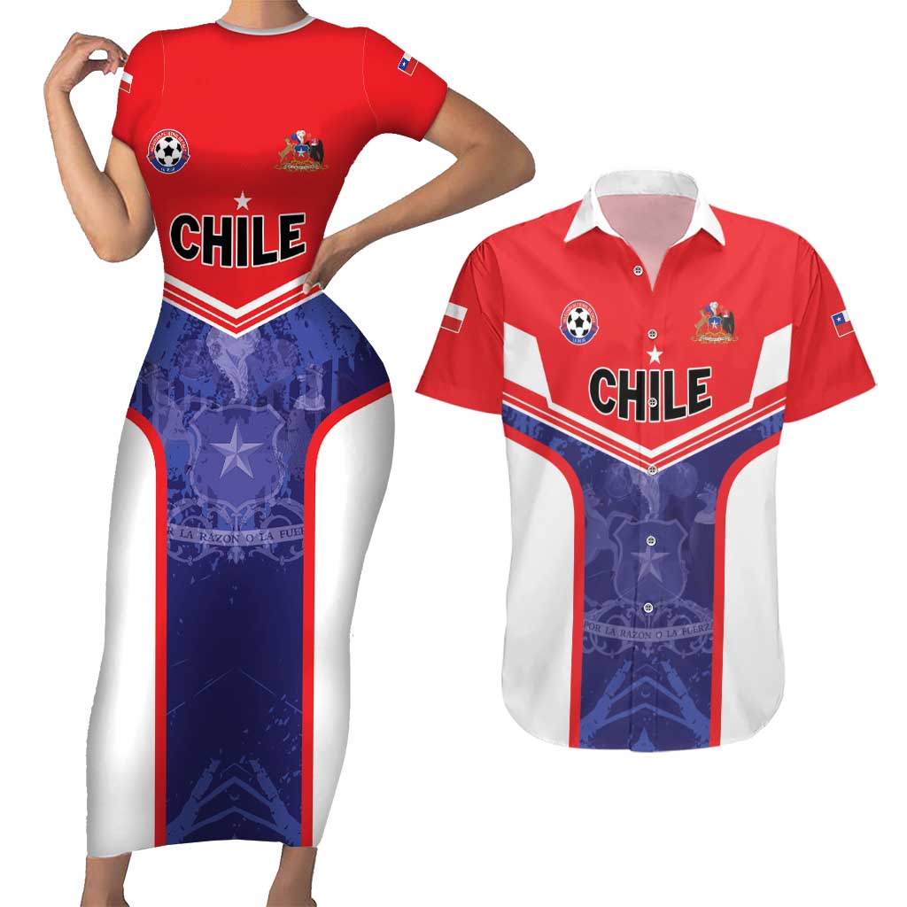 Custom Football Chile Couples Matching Short Sleeve Bodycon Dress and Hawaiian Shirt Vamos La Roja - Wonder Print Shop