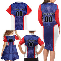 Custom Football Chile Family Matching Long Sleeve Bodycon Dress and Hawaiian Shirt Vamos La Roja - Wonder Print Shop