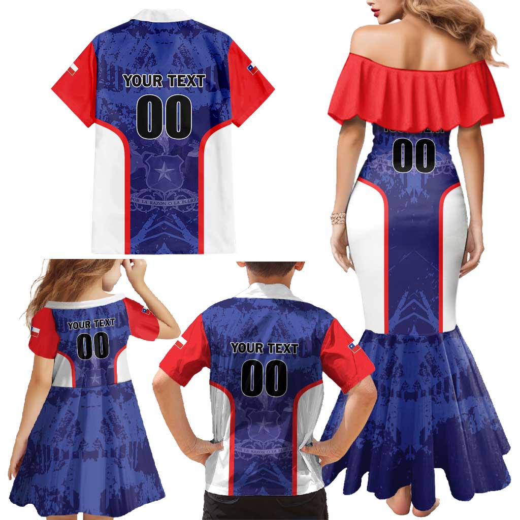 Custom Football Chile Family Matching Mermaid Dress and Hawaiian Shirt Vamos La Roja - Wonder Print Shop