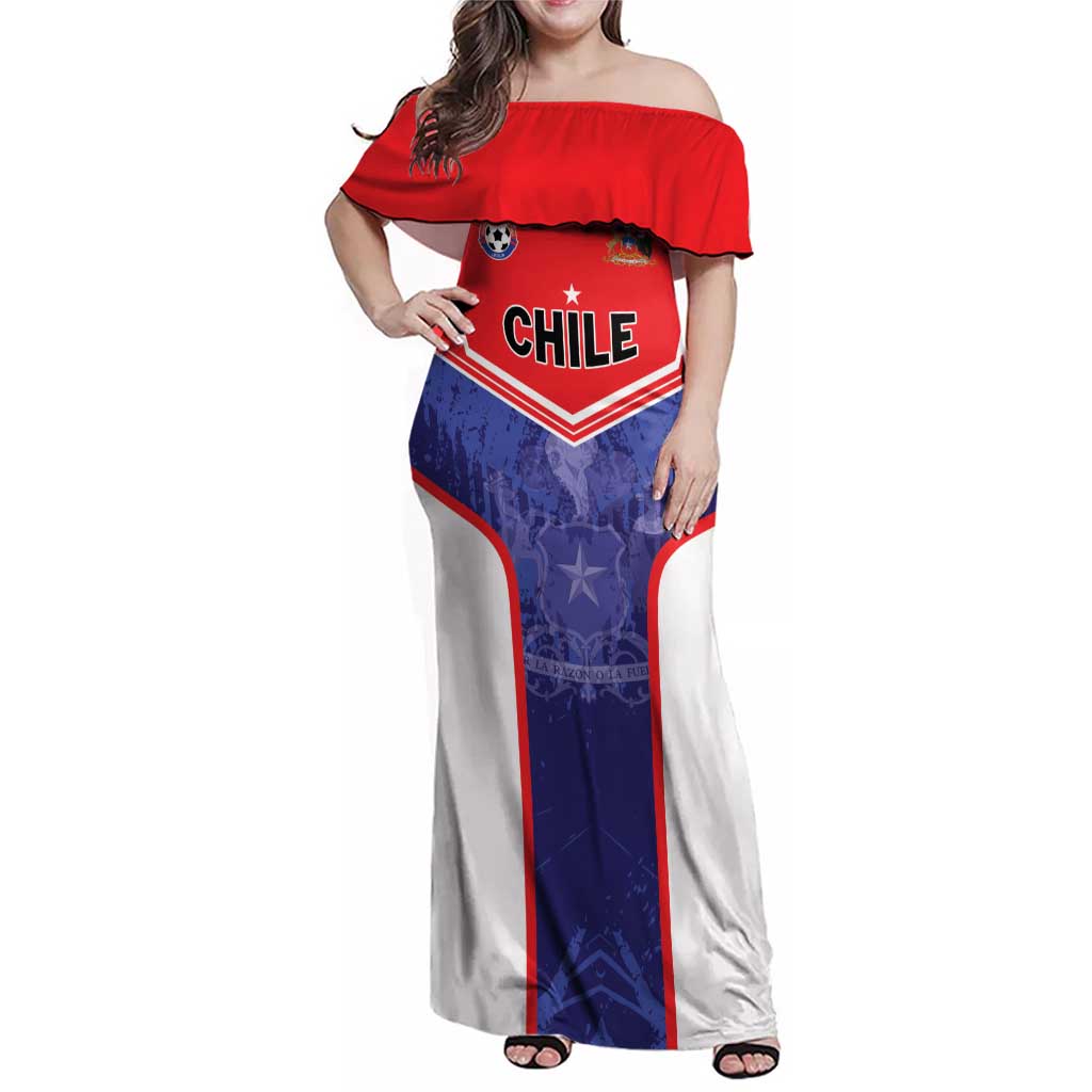 Custom Football Chile Family Matching Off Shoulder Maxi Dress and Hawaiian Shirt Vamos La Roja - Wonder Print Shop