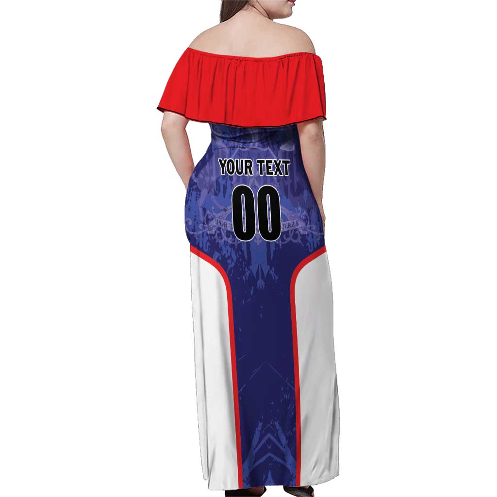 Custom Football Chile Family Matching Off Shoulder Maxi Dress and Hawaiian Shirt Vamos La Roja - Wonder Print Shop