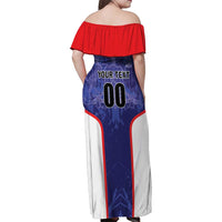 Custom Football Chile Family Matching Off Shoulder Maxi Dress and Hawaiian Shirt Vamos La Roja - Wonder Print Shop