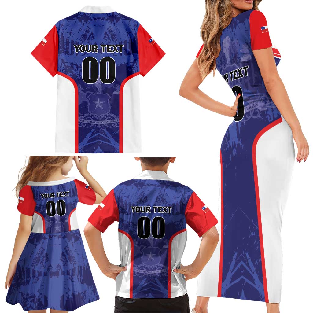 Custom Football Chile Family Matching Short Sleeve Bodycon Dress and Hawaiian Shirt Vamos La Roja - Wonder Print Shop